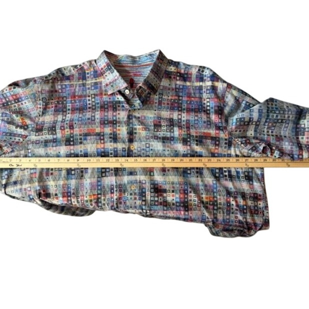 Luchiano Visconti Black Label Geometric Mosaic Shirt 2XLB Multicolor Cotton - Picture 7 of 8